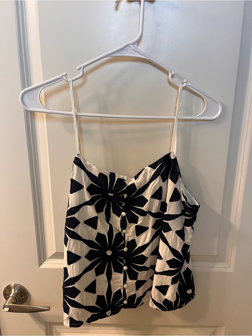Navy & White Floral Button-Front Cami Top